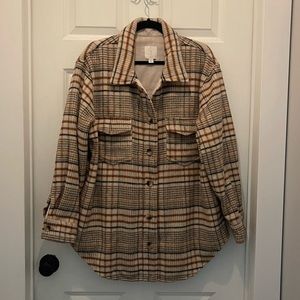 Joie Shacket / Jacket. Brown and cream plaid. size XL, like new